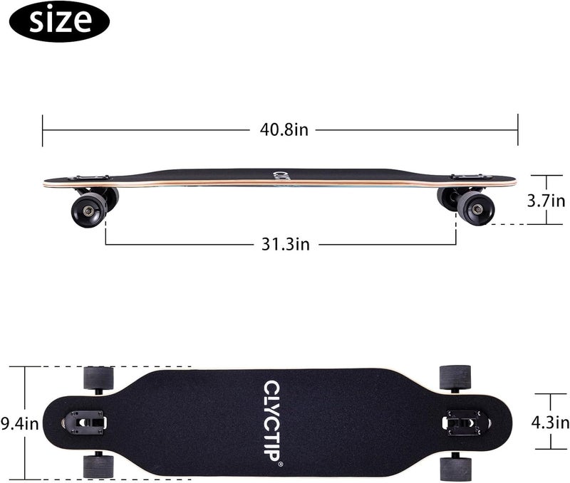 CLYCTIP 41 Inch Longboard Skateboard,9-Ply Maple,ABEC-11 Bearings,Complete Skateboard for Cruising, Carving, Downhill and Free-Style - Image 5